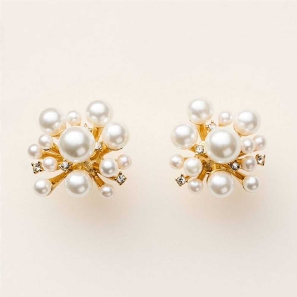 Kate Spade Gold and White Pearl Cluster Earrings